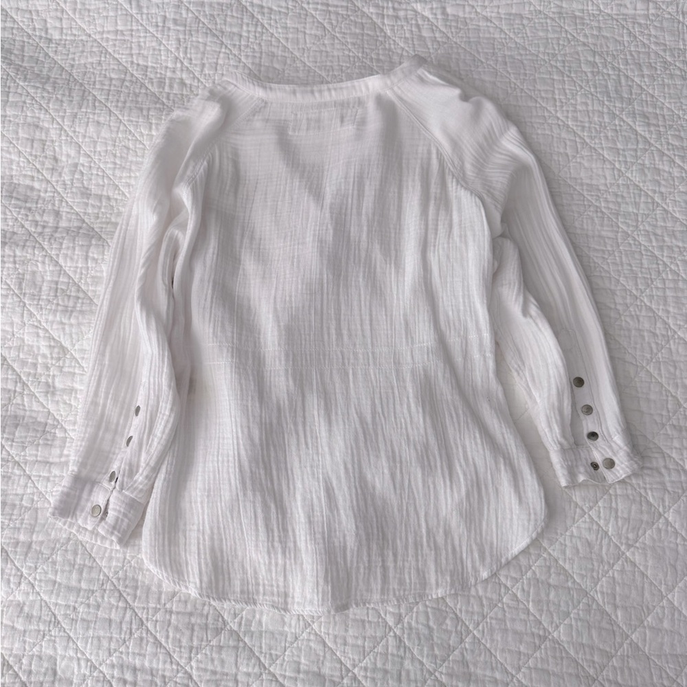 We The Free White Wrap Ribbed 100% Cotton Blouse - Picture 9 of 9